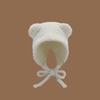 Bear hat women's autumn and winter warm ear protection knitted hat big head circumference show face small bucket hat