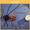 Art Nouveau Camellia Long Necklace With Adjustable Leather Cord For Women Fall