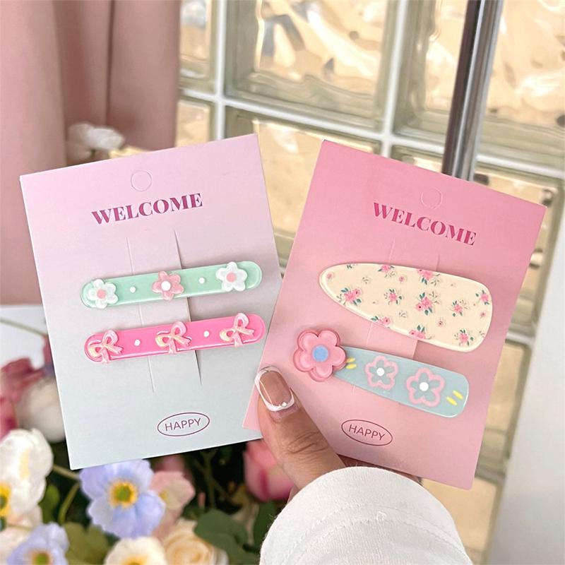 2Pcs Pastoral Style Acrylic Flower Hair Clip For Women Girls Sweet Versatile Bangs Hair Clip  Side Clip Hair Accessories