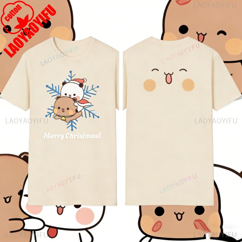 Kawaii Bubu Dudu Unisex High Quality Christmas Funny Lovely Graphic TShirt Holiday Gift for Couples Crewneck Shortsleev Women