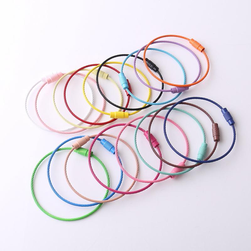 

10-Piece Rainbow Stainless Steel Wire Keychains with Snap Hooks Light Pink 10 pcs