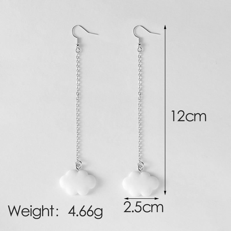 Fashion Korea Style White Dangling Earrings for Women Cute Simple Cloud Earrings with Chain SImple Ladies Ears Jewellery