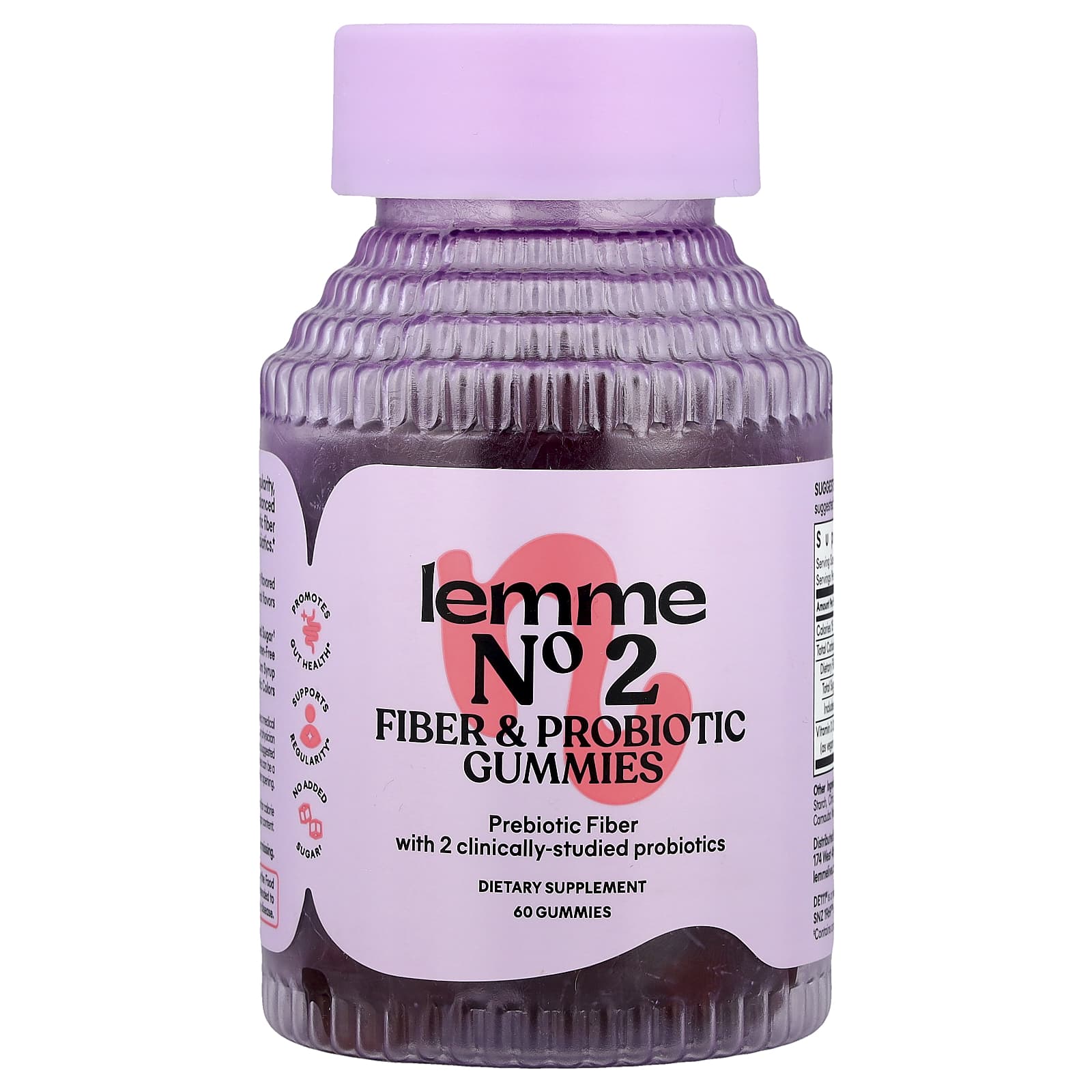 

No2, Dietary Fiber & Probiotic Gummies, Strawberry, 60 Gummies