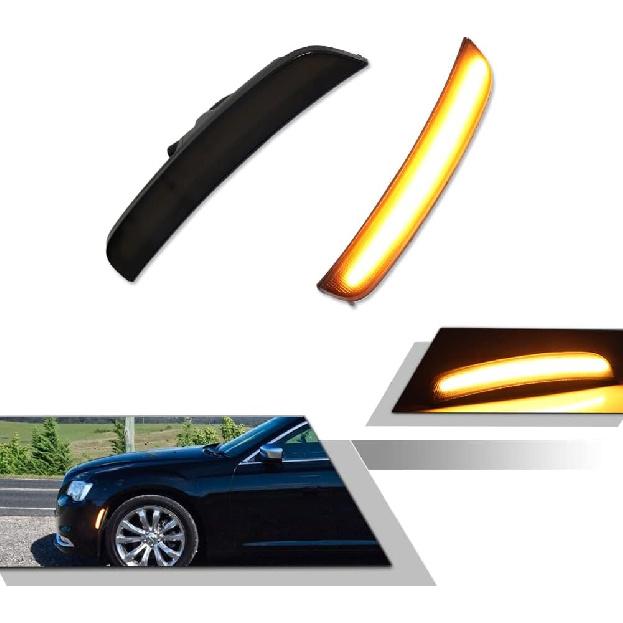 

GTINTHEBOX Smoked Lens Rear Red Led Side Marker Light Kit for 2015 2016 2017 2018 2019 2020 2021 2022 2023 2024 Chrysler 300 Smoked Amber LED
