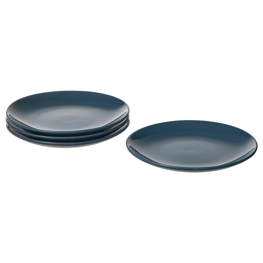 

ИКЕА ФЭРГКЛАР Тарелка S глазурованная темно-бирюзовая 20 см