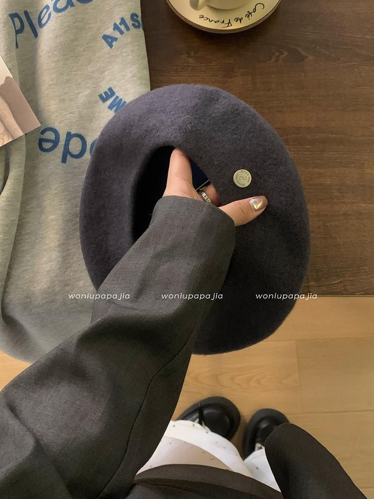 Korean Version Of Versatile Temperament High-Quality Wool Beret Female Autumn And Winter British Style Retro Painter Hat Shows Small Face