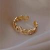 Li Luo Vintage Gold Gebürsteter 925 Sterling Silber Verstellbarer Damenring