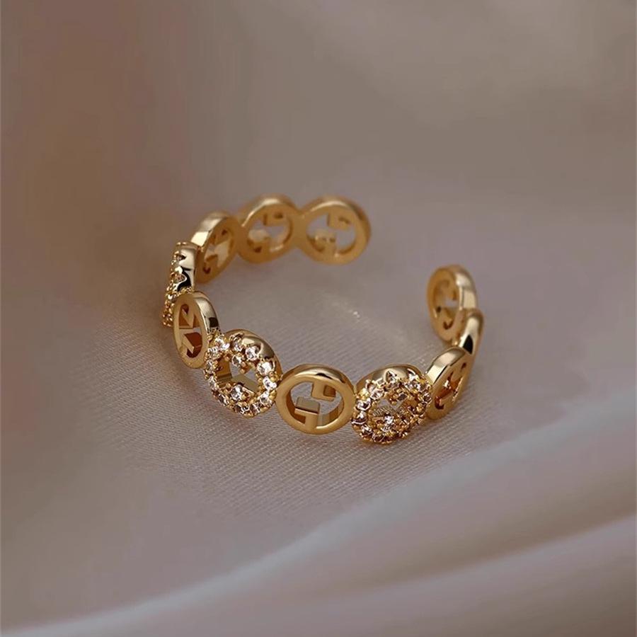 Li Luo Vintage Gold Gebürsteter 925 Sterling Silber Verstellbarer Damenring
