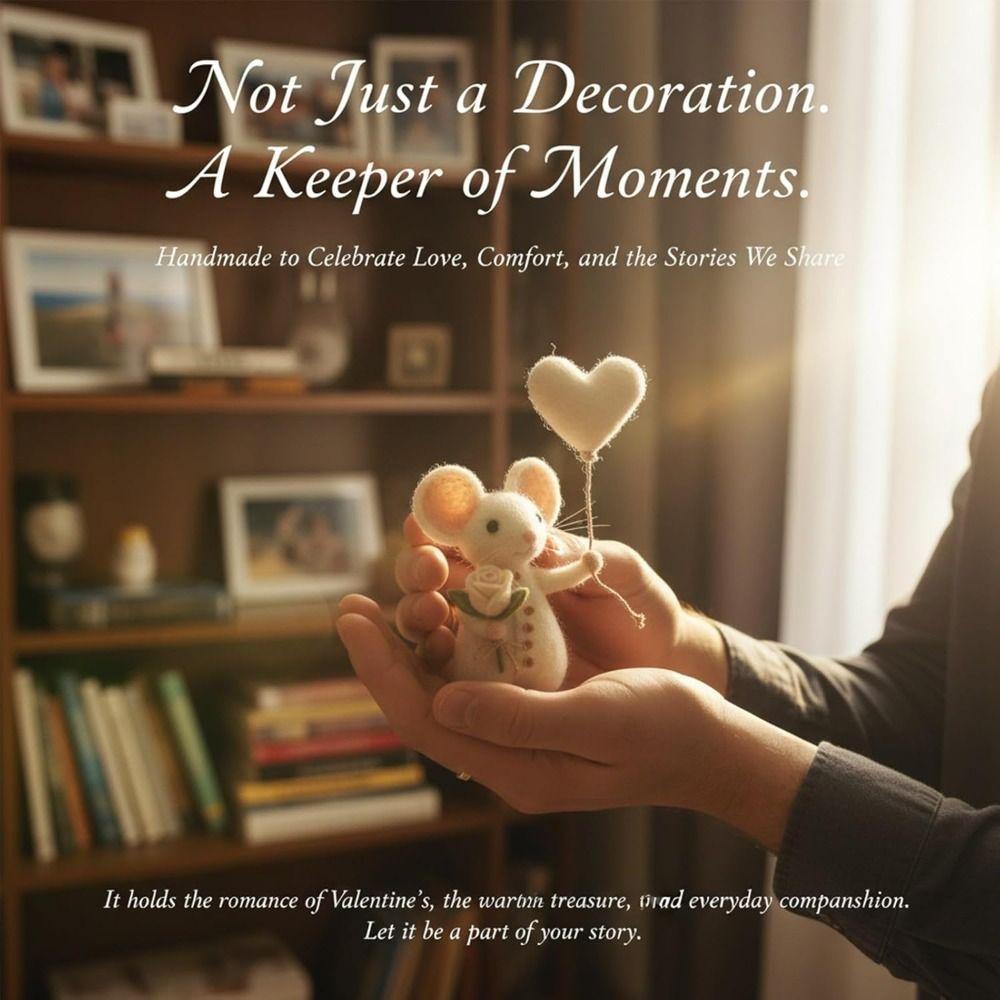 Craft Needle Felting Supply Needle Felted Mouse Handmade Cute Mouse Felt Mice Ornaments Figurine Gifts Mouse Animal Figurine