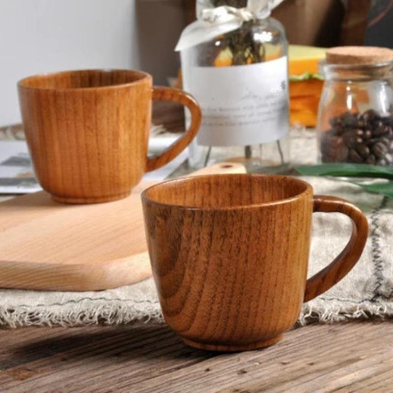 1 Pcs Wooden Big Belly Cups Handmade Natural Spruce Wood Beer Tea Coffee Milk Water Cup Kitchen Bar Drinkware