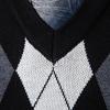 Herren Argyle Westen Mode V-Ausschnitt Ärmelloser Pullover Weste Luxus Kontrast Herren Strickweste
