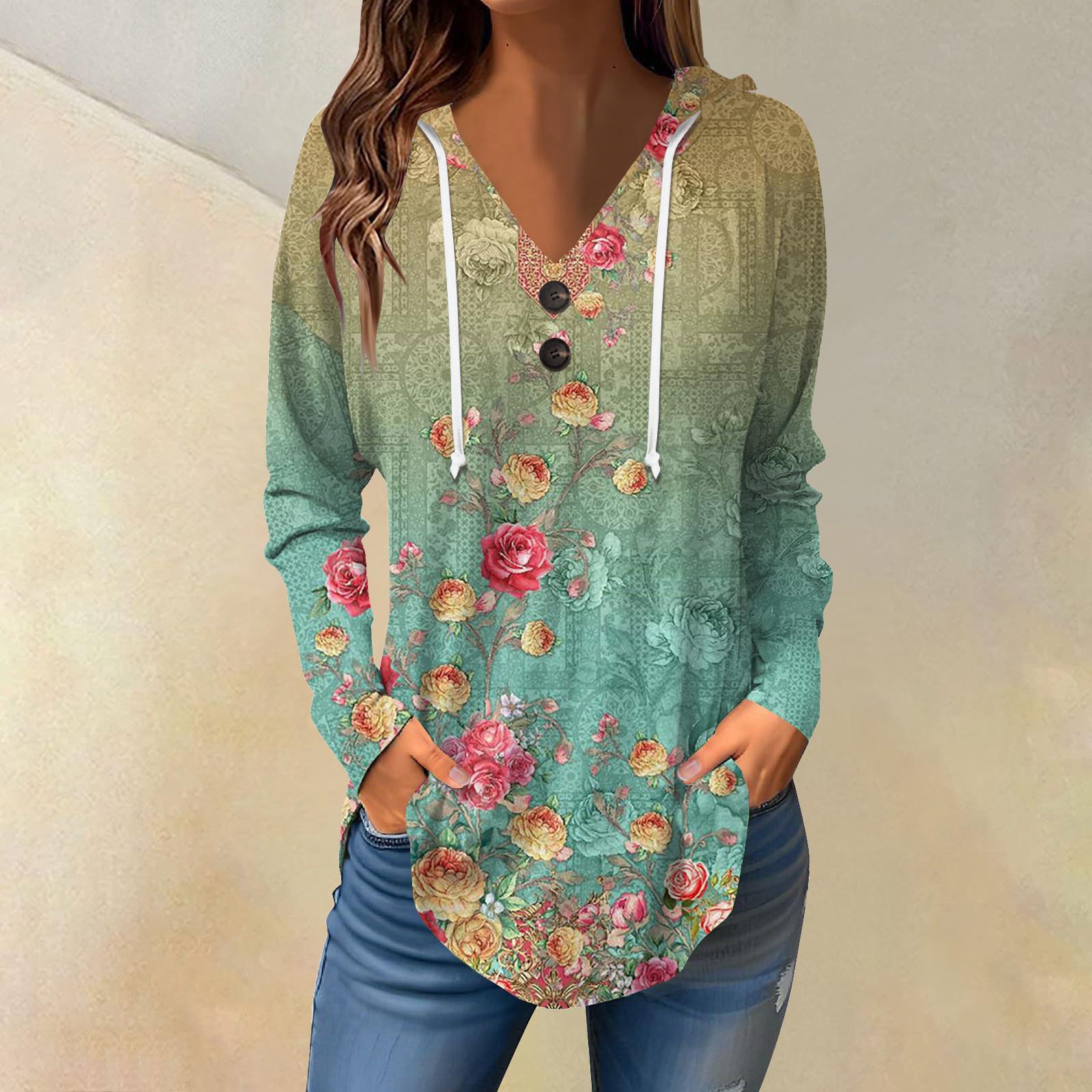 

Женские повседневные модные однотонные толстовки с капюшоном на пуговицах и длинными рукавами с V-образным вырезом M