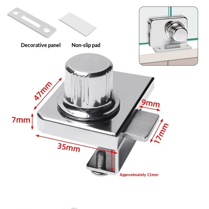 No Drill Glass Cabinet Lock With Anti Theft Design Easy Install Perfect For Home Display Cabinets Showcases