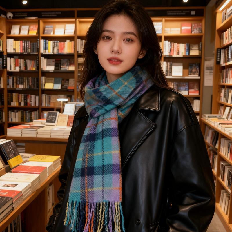 New British versatile plaid scarf Korean atmosphere women's autumn and winter imitation cashmere shawl jacquard scarf