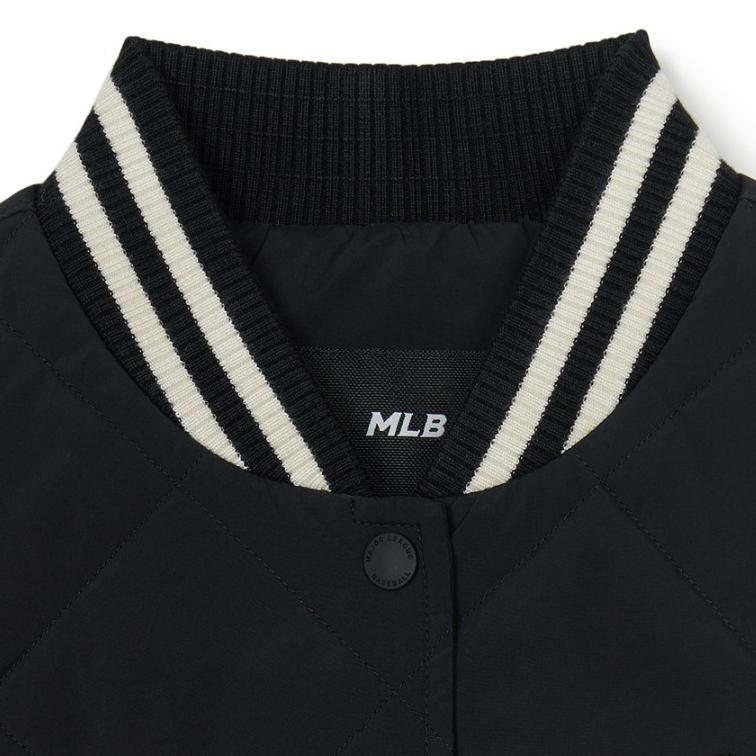 MLB New York Yankees Casual Simple Diamond Quilted Ribbed Jacket Women Jacket Black 3FPDV0146-50BKS