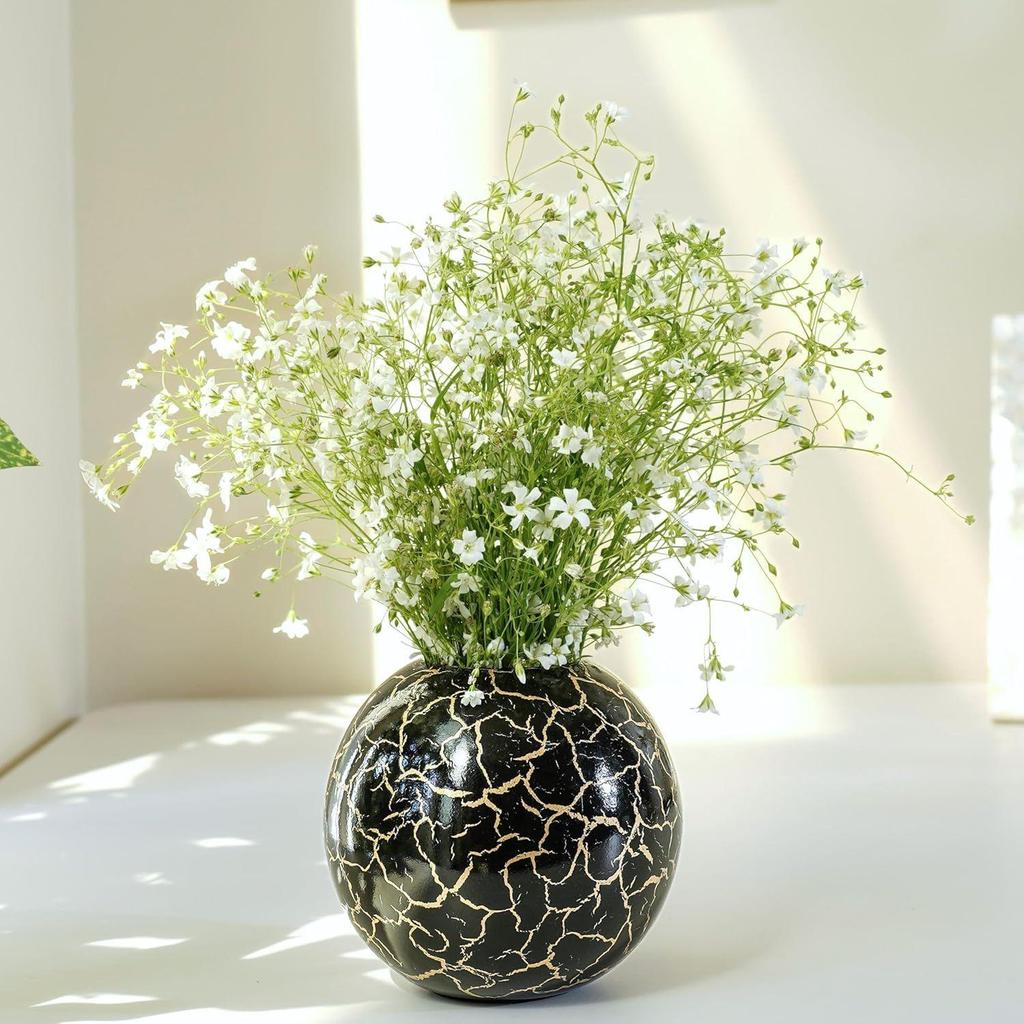 Metal Ball Vase for Home Decor|Flower Pot for Bedroom Living Room Office Wedding|Flowers Arrangement for Birthday Anniversary Festival