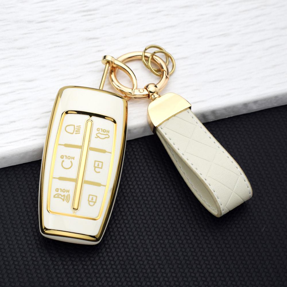6 Button Tpu Car Key Shell Holder Ring Protector Keychain Accessories For Hyundai Genesis Gv70 Gv80 Gv90 - Auto Key Case
