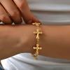 Stainless Steel Cross Chain Bracelet for Women, 18K Gold Plated Bracelets,Religious Jewelry Gifts