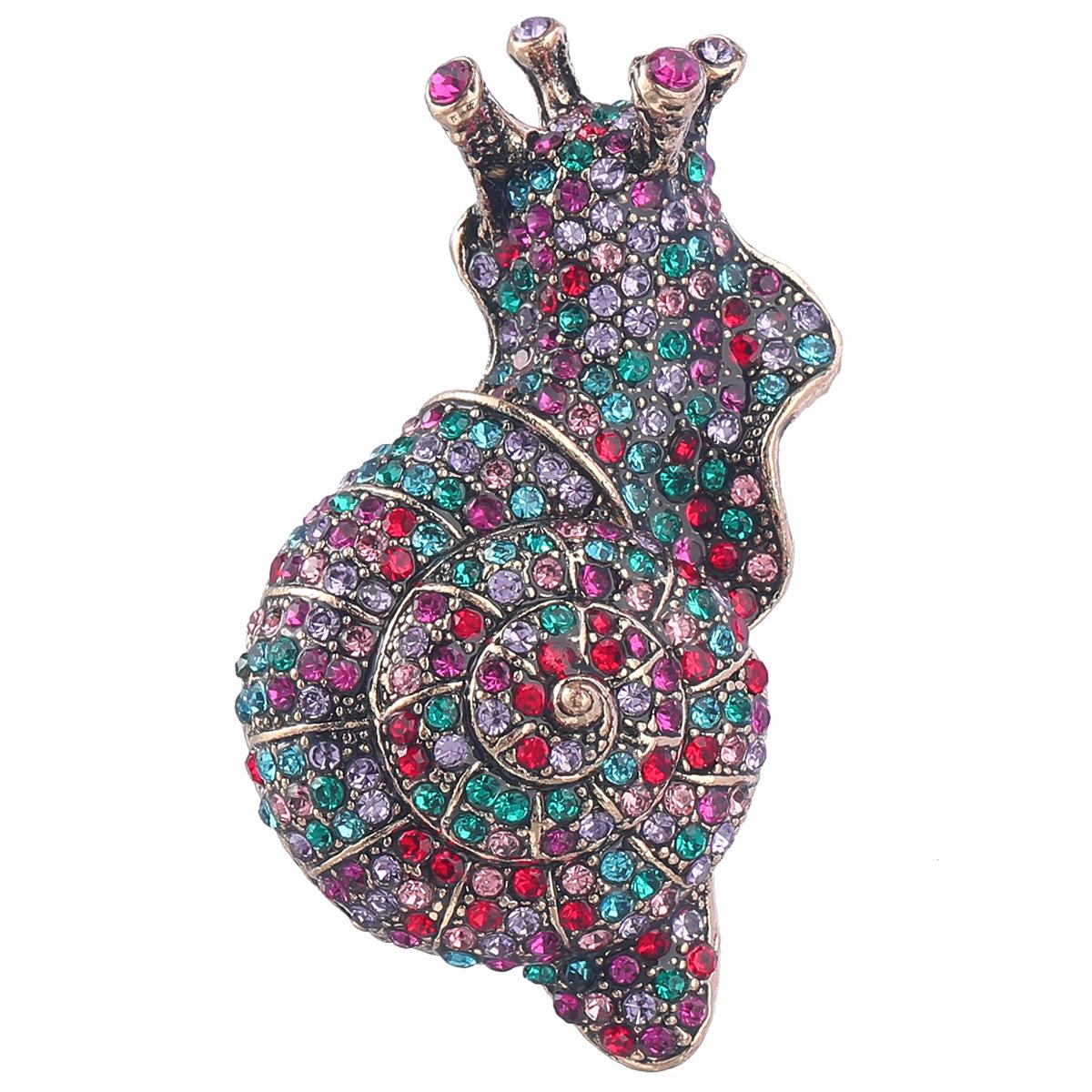

SKEDS Women Men Fashion Luxury Full Crystal Snail Brooches Jewelry Exquisite Shiny Boutique Creative Pins Buckle For Lady Party
