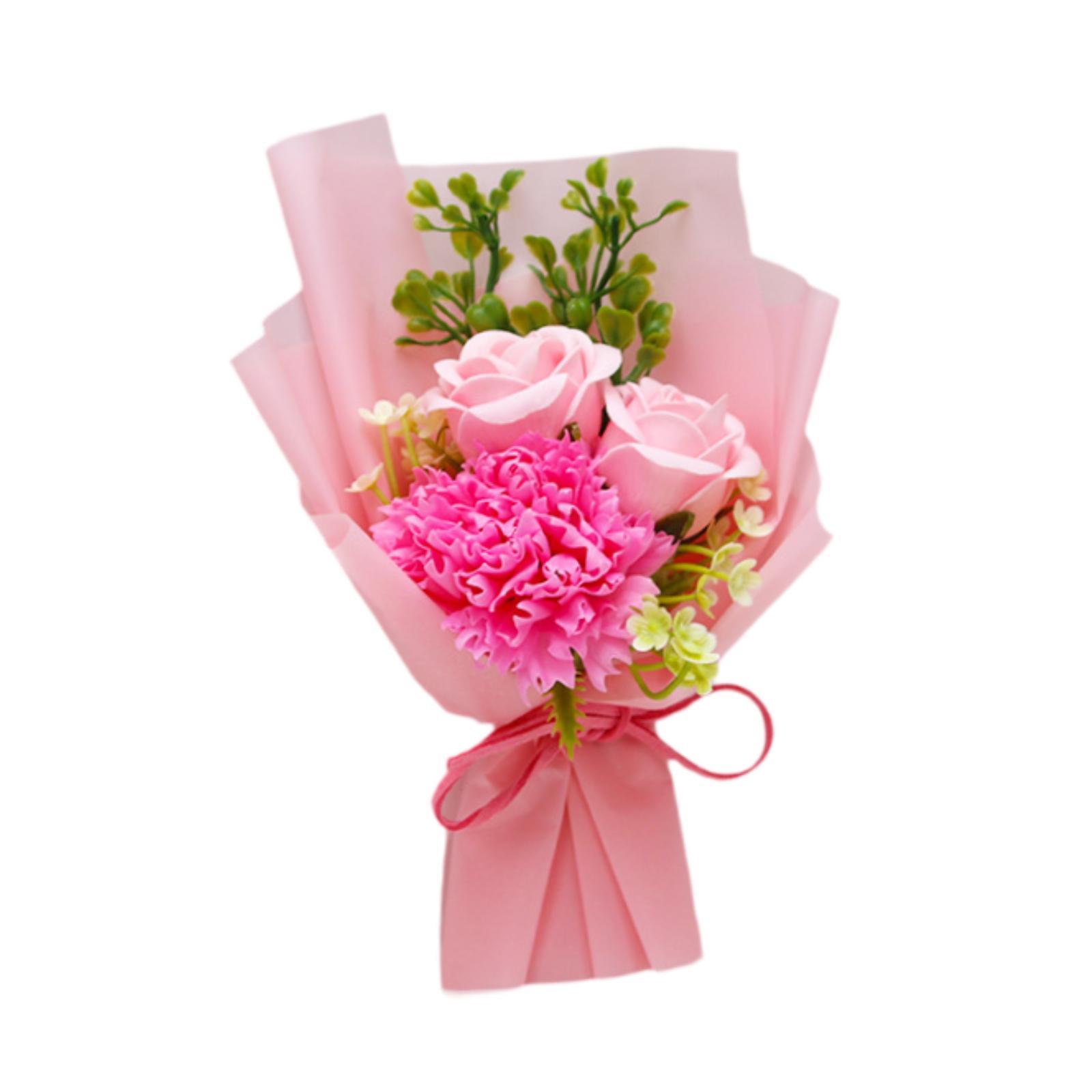 Beautiful Scented Soap Flower Bouquet Artificial Carnation Decorative Floral Centerpiece for Party Mother s Day Anniversary розовый