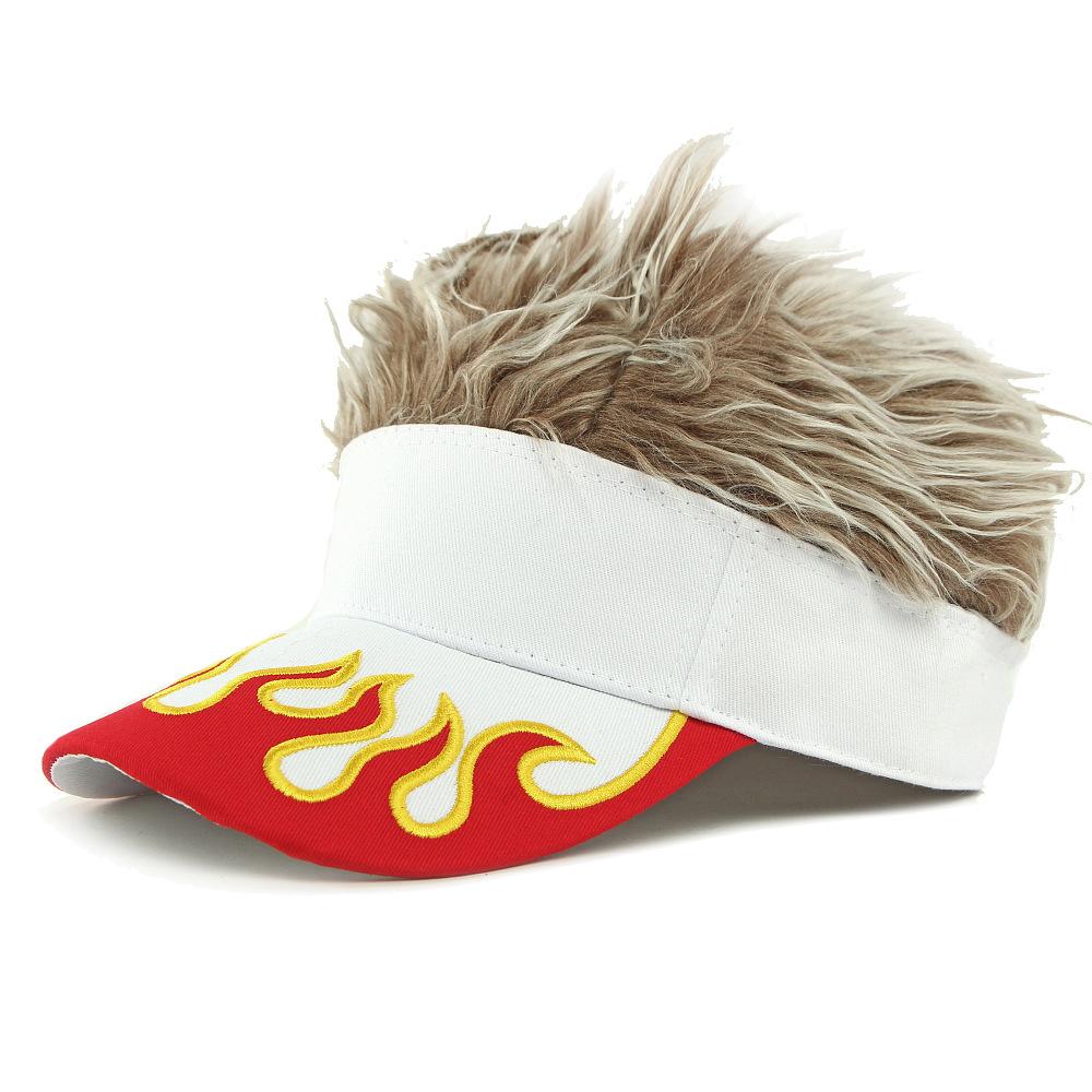 Autumn Winter Hat Men Women Wig Hat Funny Hat Cap Embroidered Flame Baseball Cap