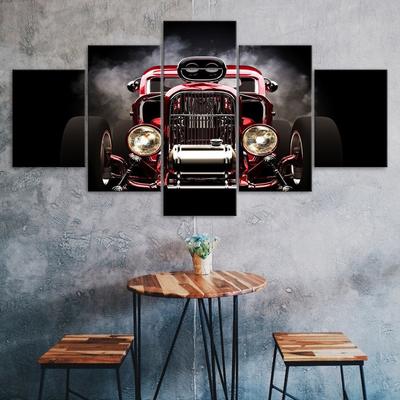 Red Rod Car Canvas 5 Piece Five Panel Print Modern Wall Art Poster Picture Home Decor Gift For Him For Her
