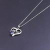 Open Heart Mom Letter Engraved I Love You Heart Stone Pendant Thin Link Chain Mother Gift Neck Jewelry