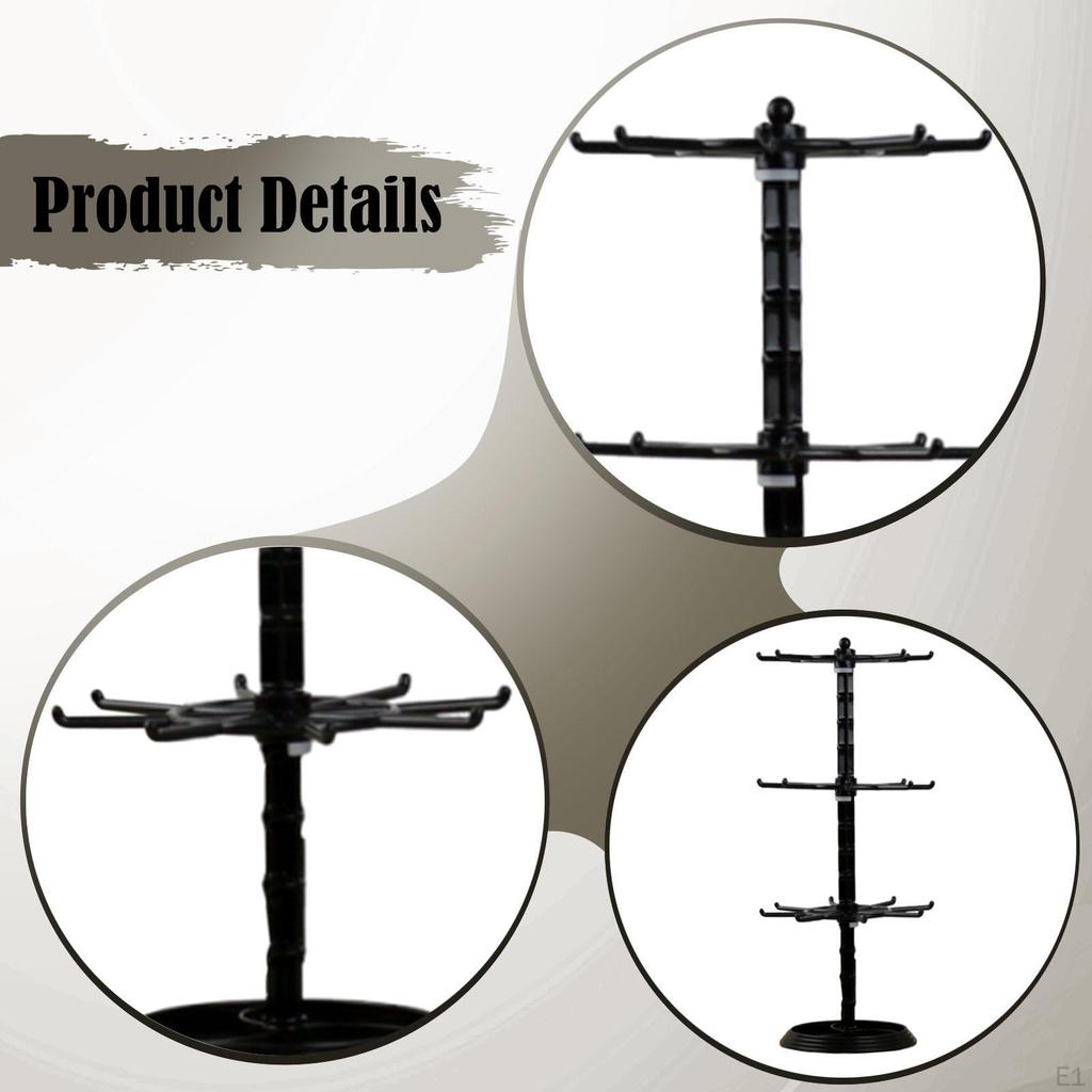 3-Tier Rotating Jewelry Display Stand for Necklaces, Keychains, Watches, Rings, Earrings, Scrunchies