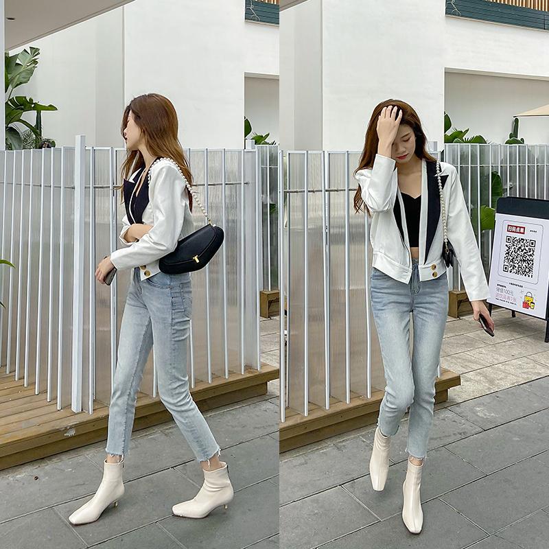 Oryginalne skórzane buty damskie zimowe botki z owczej skóry modne buty damskie na zamek zwięzły kwadratowy nosek cienki obcas ręcznie robione buty