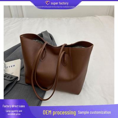 Bolsa tote feminina de grande capacidade - Bolsa de ombro de cor sólida, moderna, simples e estilosa de 2025