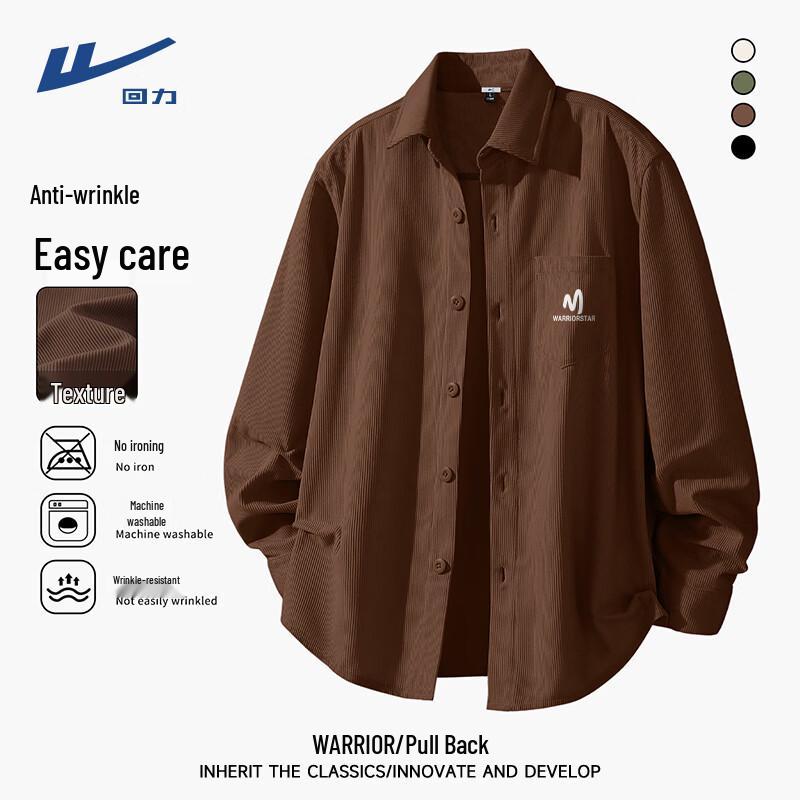 Warrior Men s Retro Lapel Long-Sleeve Shirt Jacket 4XL