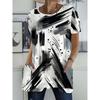 Women's Short Sleeve T-Shirt Abstract Brushstroke Print Round Neck Compatible Top