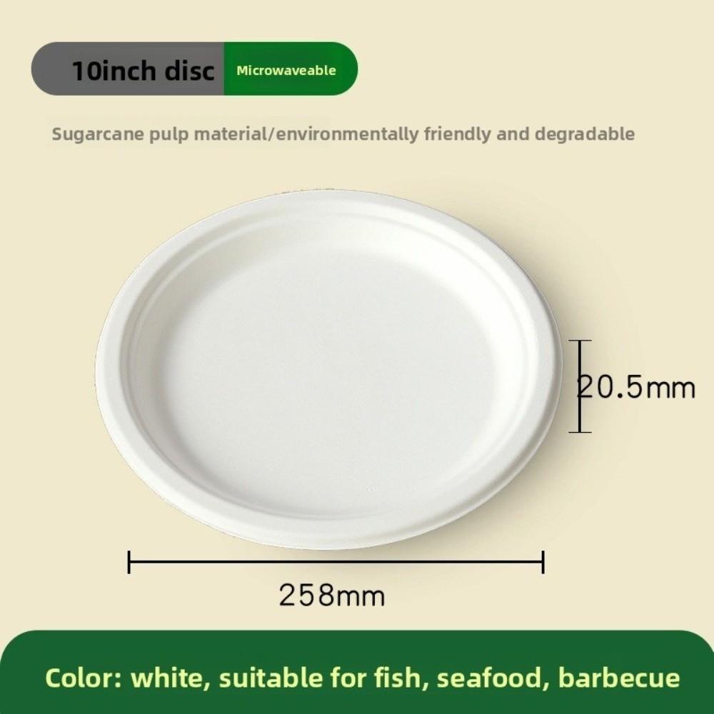 50pcs Disposable Round Paper Plates Oil Resistant Anti-Seepage Disposable Dinner Dish Microwavable Biodegradable