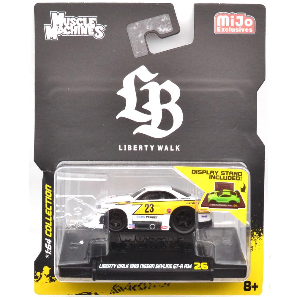 Масштаб 1/64 Muscle Machines  Liberty Walk 1999 Nissan Skyline GT-R R34 (белый)