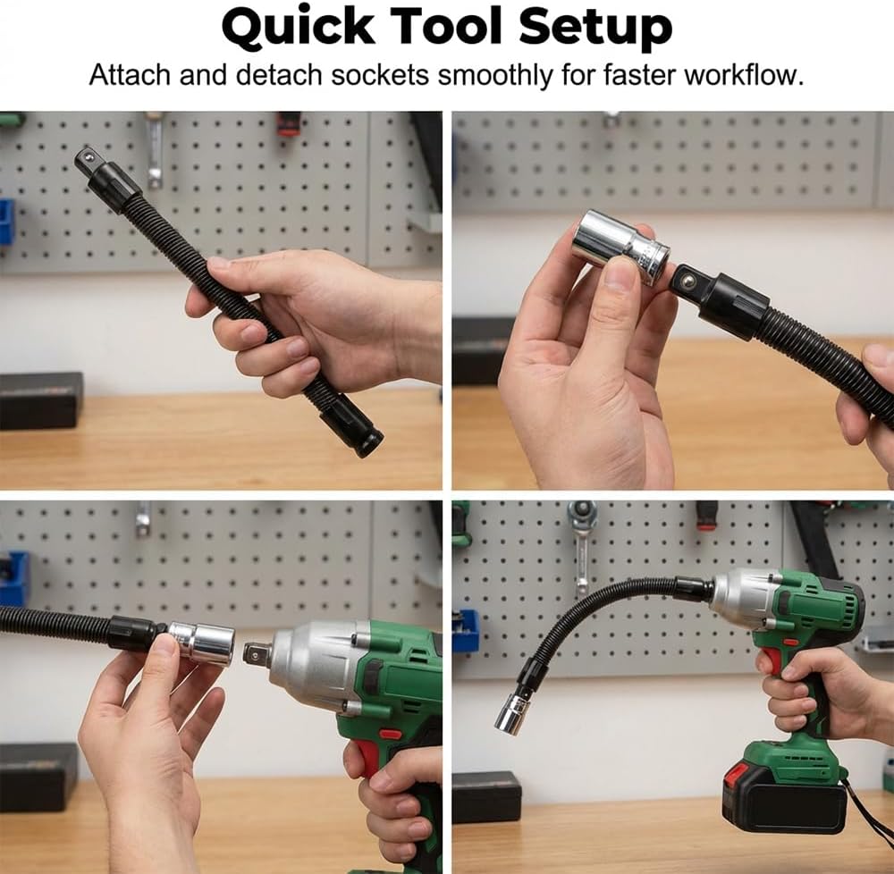 1/2 Flexible Shaft Extension Rod Torque Socket, 2026 New Ratchet Wrench Electric Wrench Connector, Portable Hand Tool (250 mm)