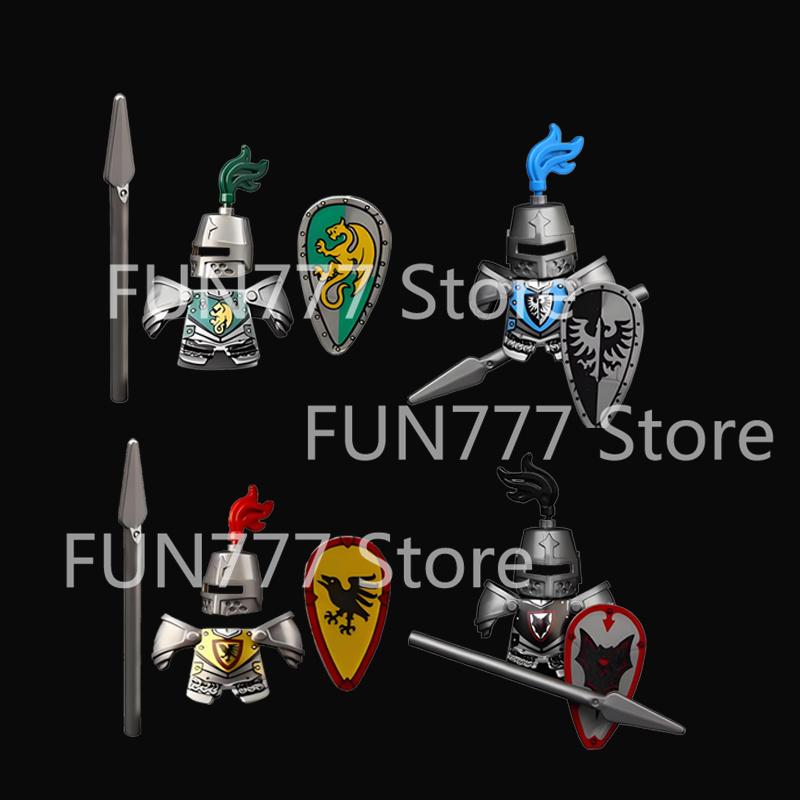 MOC Medieval Lion King Castle Knight Building Blocks Figure Accessories War Horse Cavalry Warrior Crusaders Toy Gift Bricks N029