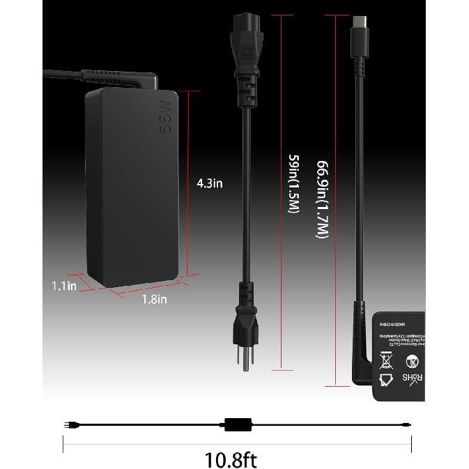 Universal 45W 65W USB C Computer Laptop Charger Type C Compatible With HP/Dell/Lenovo/Acer/Asus/Samsung Chromebook Charger