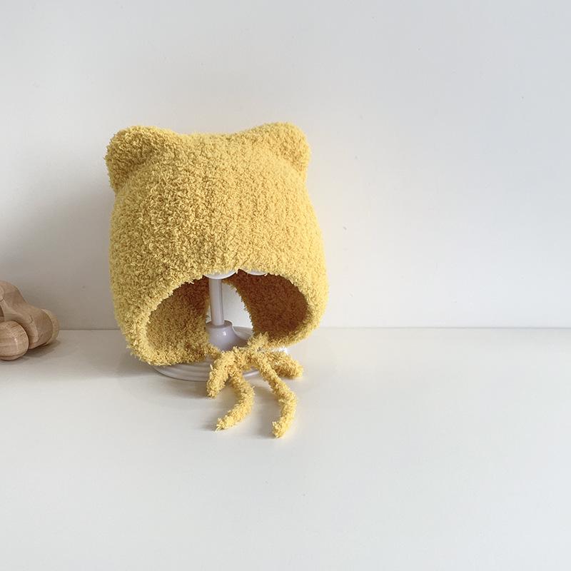 Solid Color Plush Baby Ear Protection Hat for Boys and Girls - Warm Autumn/Winter Style