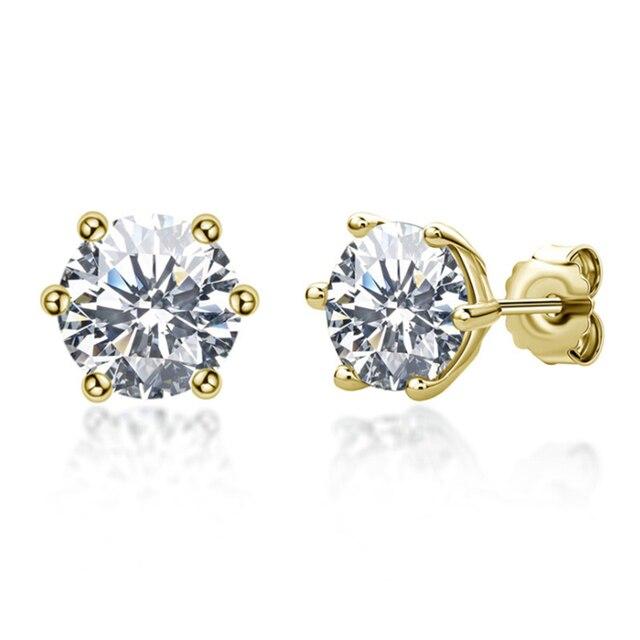 

100% стерлингового серебра 925 пробы, 0,5/2 карата, серьги с муассанитом, цвет золота 18 карат, классические женские свадебные украшения с бриллиантами 2 carat