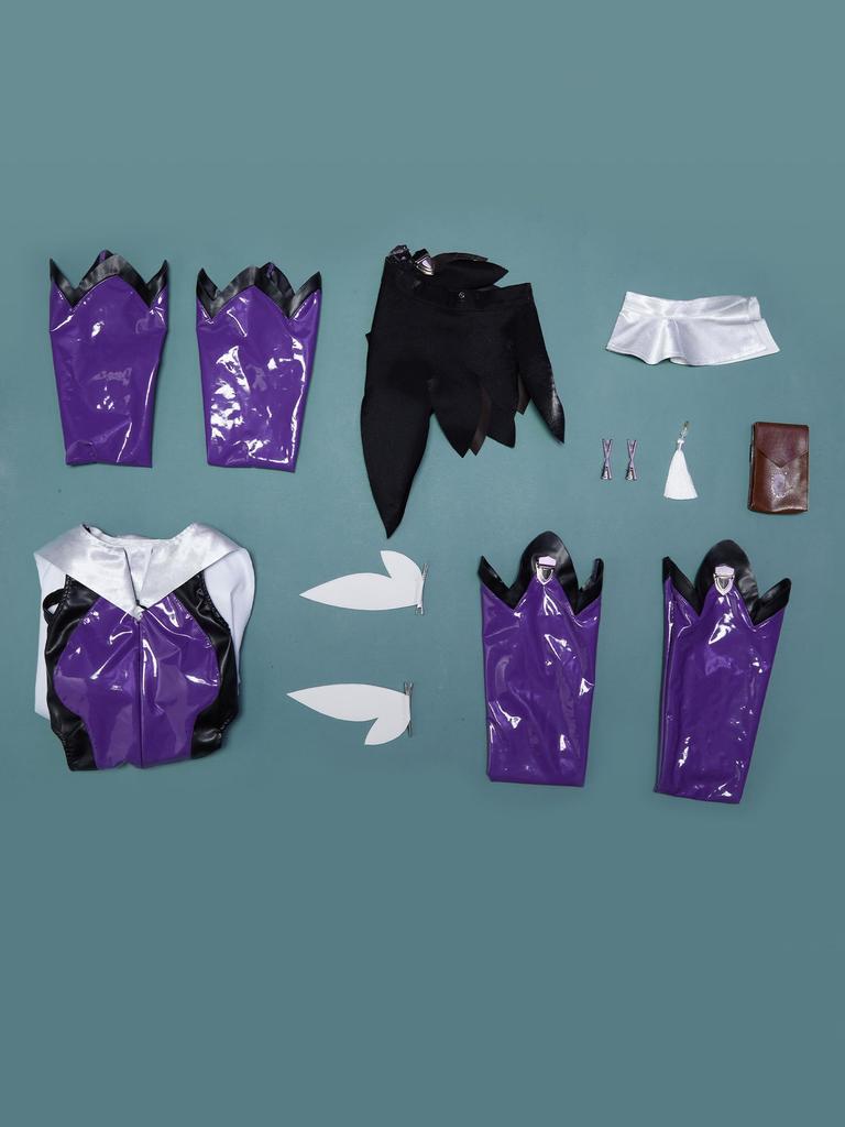Miccostumes Erwachsenes Magical Girl Anime Spiel Ärmelloser Body und Trikot Outfit Niedliches und Moe Cosplay Kostüm für und Foto Lila Damen Set,