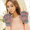 Unisex Cartoon Cat Claw Fingerless Winter Gloves – Cute, Thick Bear Paw Plush for Warmth