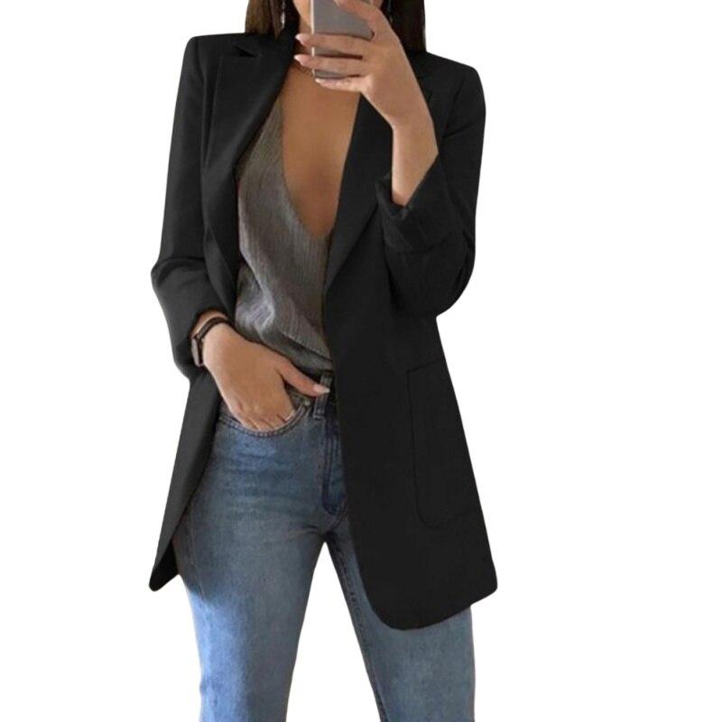 

Осінній лацкан slim-fit пальто довгий рукав жінки куртка піджак осінь піджак офісний робочий костюм M