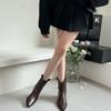 2025 Autumn and Winter New Retro Handmade Thick-heeled Short Boots Women's Pointed Knight Boots Rear Zipper V-mouth Western Cowboy Boots