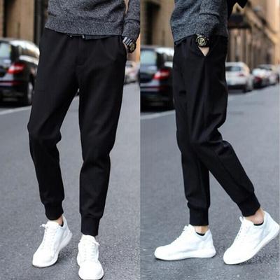 Fashion Mens Solid Drawstring Pocket Sports Trousers Casual Beam Feet Pants