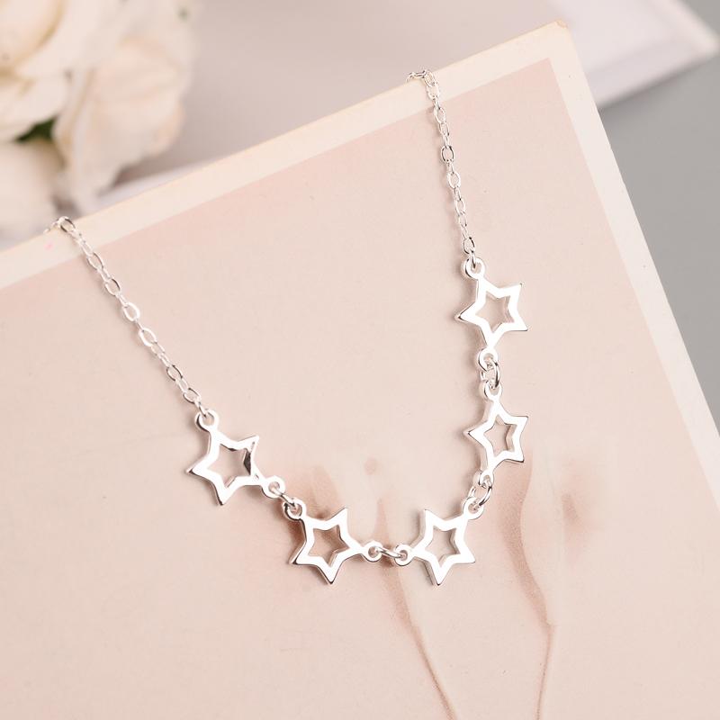 925 Silver Star Necklace for Women Fashion Pendant 45cm