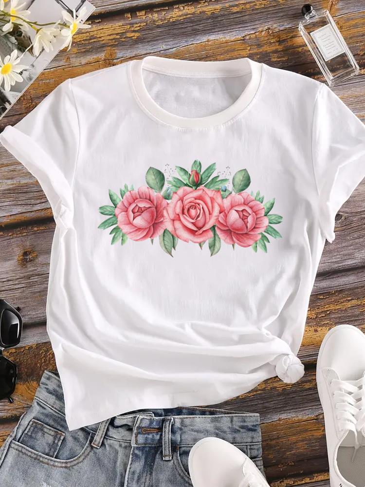 (Asian Size) trend butterfly style o-neck T Shirt Printed Female Top Lady Clothing Casual Fashion Women Graphic Tee Short Sleeve T-shirts