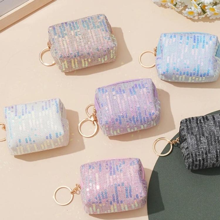 Embroidered Sequin Cute Zero Wallet Coin Purse Earphones Lipstick Organizer Bag Pendant with Keychain Kids Cute Purse Mini Purse