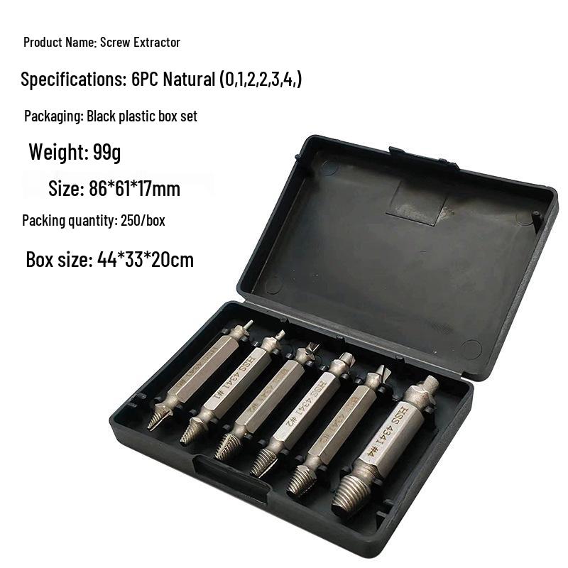 Double-Headed Screw Extractor Set for Broken, Stripped, and Reverse Threads