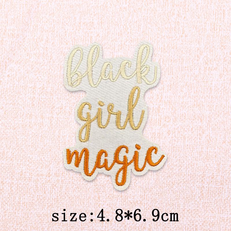 Black Girl Embroidery Patch Iron On Patches For Clothing Black Girl Magic Patches On Clothes DIY Sewing Ironing Patch Applique
