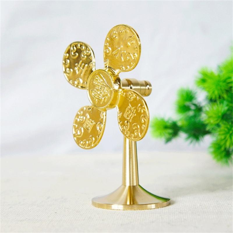 62KD Metal Windmill Model Antiqued Brass Pinwheels Statue Indoor Decors Wealth Dining Table Centerpieces Desktops Decors